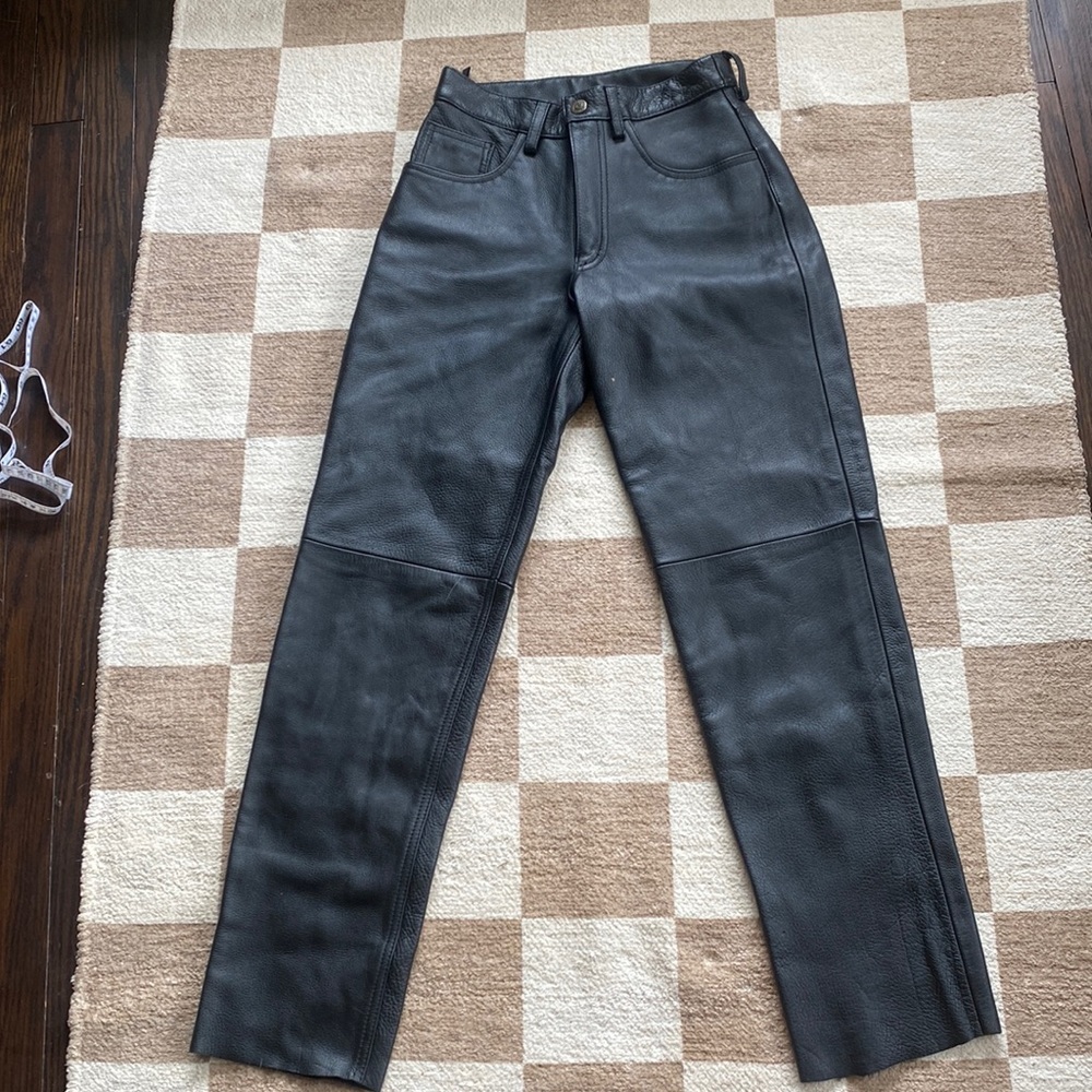 Black genuine leather pants vintage